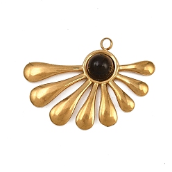 Золотой Природных тигровый глаз подвески, подвески-веера, с 304 установками из нержавеющей стали, золотые, 22x30x4.5 мм, отверстие : 1.8 мм