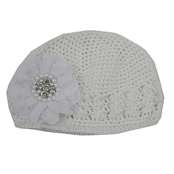 Белый Ручная работа вязания крючком детская шапочка, цветок, белые, 180 мм