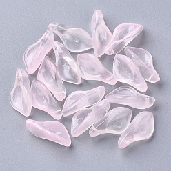 Pink Transparent Spray Painted Glass Pendants, Petaline, Pink, 20x10.5x6mm, Hole: 1.2mm