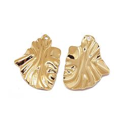 Light Gold Alloy Pendants, Long-Lasting Plated, Leaf, Light Gold, 37x25.5x3mm, Hole: 1.8mm
