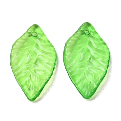 Green Transparent Acrylic Pendanrs, Leaf Charms, Green, 25.5x15x3mm, Hole: 1.7mm, about 961pcs/500g