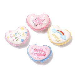 (52) Непрозрачная лаванда Печатные непрозрачные акриловые бусины, сердце, разноцветные, 22x27x10.5 мм, отверстие : 2 мм