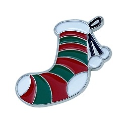 Christmas Socking Broches en alliage de platine sur le thème de Noël, épingles en émail, chaussette de noël, 28x30mm