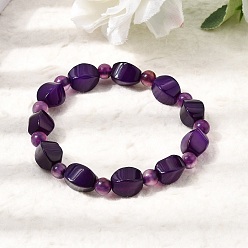 Indigo Gefärbte, natürliche blaue, facettierte, gedrehte Perlenarmbänder aus Spitzenachat für Damen, Indigo, Innendurchmesser: 2.17 Zoll (5.5 cm)