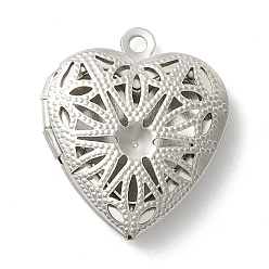 Stainless Steel Color Non-Tarnish 304 Stainless Steel Diffuser Locket Pendants, Photo Frame Pendants for Necklaces, Hollow Heart, Stainless Steel Color, 22.5x19x5.5mm, Hole: 1.6mm, Inner Diameter: 14x13.5mm