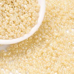 Светлый Золото-желтый Бисер из стекла , Цейлон, круглые, светлый золотарник желтый, 3x2 мм, отверстие : 1 мм, 10000 шт / фунт