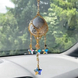 Говлит Стеклянный кулон украшение, ловцы солнца, фурнитура из нержавеющей стали , натуральный говлитовый шар, 200~210 мм