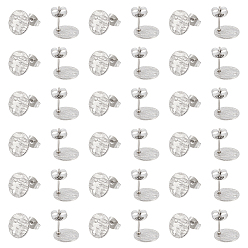 Нержавеющая Сталь Цвет 50 шт 304 детали серьги-гвоздики из нержавеющей стали, с серьгами сзади и отверстием, , плоско-круглые, цвет нержавеющей стали, 10 мм, отверстие : 1.2 мм, штифты : 0.8 мм
