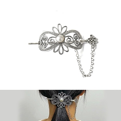 Античное Серебро Легированные Палочки для Волос, аксессуары для волос для женщин и девочек, античное серебро, 90 мм, овальный : 58x40 mm