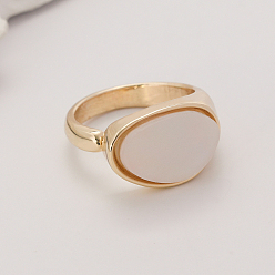 Oval Элегантные кольца из цинкового сплава для женщин, золотые, овальные