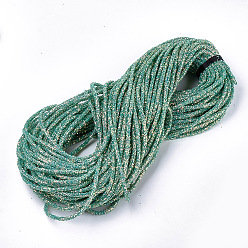 Medium Sea Green Eco-Friendly PVC Tubular Synthetic Rubber Cord, Hollow Pipe, with Paillette, Medium Sea Green, 5~6mm, Hole: 2mm, about 54.68 yards(50m)/bundle