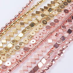 (52) Непрозрачная лаванда Гальванизировать немагнитных синтетический гематит бисер пряди, разнообразные, класс АА, разноцветные, 4~7x3~6x2~4.5 мм, отверстие : 0.2~1 мм, около 58~216 шт / нитка, 15.3 дюйм ~ 16.1 дюйм