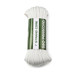Blanc 550 Cordon de parachute en polyester paracorde, 7 cordon à âme multibrins, couleur unie, blanc, 4mm, environ 33.90 yards (31m)/paquet