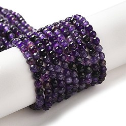 Индиго Природный агат бисер нитей, окрашенная и подогревом, граненые круглые, индиговые, 4 мм, отверстие : 0.8 мм, около 93 шт / нитка, 14.88 дюйм (37.8 см)