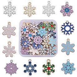 Mixed Color 60Pcs 12 Style Alloy Pendants, with Enamel, Snowflake, Mixed Color, 20~22x16~19x1.5~3.5mm, Hole: 1.5~2mm, 5pcs/style
