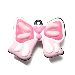 Pink Акриловые подвески, бантом, с эмалью и петлей, розовые, 36~36.5x43.5~44.5x8.5~9.5 мм, отверстие : 2.5 мм