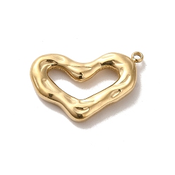 Real 14K Gold Plated 304 Stainless Steel Pendants, Hollow Heart Charm, Real 14K Gold Plated, 22.5x16x3mm, Hole: 1.2mm