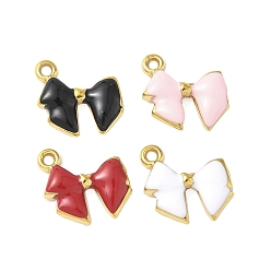 (52) Непрозрачная лаванда 304 нержавеющей стальной эмали подвески, ионное покрытие (ip), бантом прелести, золотые, разноцветные, 13x14x3 мм, отверстие : 1.2 мм