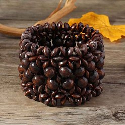 Кокосово-Коричневый Деревянные эластичные браслеты в стиле богемы и этнического стиля для женщин, кокосового коричневый, внутренний диаметр: 2-1/8~2-1/2 дюйм (5.3~6.2 см)