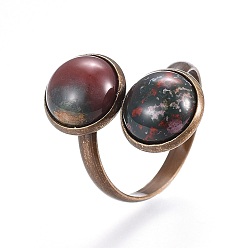 Indian Agate Natural Indian Agate Cuff Rings, Open Rings, with Brass Finding, Size 11, Antique Bronze, 21mm