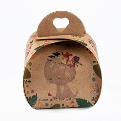 Cat Shape Складная творческая коробка крафт-бумаги, свадебные подарочные коробки, ящик для подарков, бумажная подарочная коробка, Перу, Узор кошки, 7.2x7x8.3 см