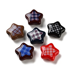 Звезда Клетчатый узор, напечатанный на непрозрачном акриле, европейские бусины, бусины с большим отверстием, разноцветные, звезда, 25.5x26.5x10 мм, отверстие : 4 мм