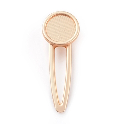 Матовый Светло-Золотой Выводы зажима для волос из аллигатора, кабошон настройки, для diy эпоксидной смолы, поделок аксессуары для волос делает, плоско-круглые, матовый золотой свет, 70x25x14 мм, лоток : 20 мм