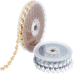 (52) Непрозрачная лаванда Отделка в форме звезды, кружевная лента из полиэстера, для украшения Кристмас, золото серебро, 15.5 мм, около 15 м / рулон, 2 цветов, 1 рулон / цвет, 2roll / комплект