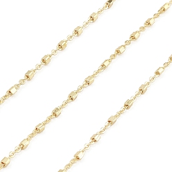 Настоящее золото 18K Латунные бостонские звенья цепи, без кадмия, без никеля и без свинца, с квадратными бусинами, несварные, с катушкой, реальный 18 k позолоченный, 1.5x1x0.2 мм, 3.5x1.5x1.5 мм