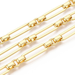 Золотой Латунные овальные звенья цепи, несварные, с катушкой, золотые, 22x7x1.5 мм, около 16.40 футов (5 м) / рулон