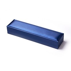 Blue Plastic Jewelry Boxes, Covered with PU Leather, Rectangle, Blue, 22x5.7x3.4cm