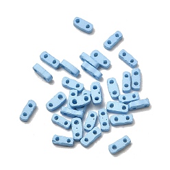 Светло-Голубой 2 Отверстие для выпечки краски стеклянные бусины, прямоугольные, Небесно-голубой, 5x2x1.5 мм, отверстие : 0.7 мм
