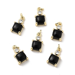 Black Onyx Квадратные подвески из натурального черного оникса (окрашенного и нагретого), с латунными вставками из прозрачных кубических цирконий, реальный 18 k позолоченный, без кадмия и без свинца, стойки покрытие, долговечный, 12.5x7x5 мм, отверстие : 2.4 мм