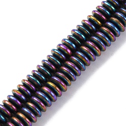 (966) Внутренний цвет Кристалл / Лиловато-лиловый на подкладке Гальванические немагнитных гематит бисер пряди, диск, с покрытием цвета радуги, 4x1.5~2 мм, отверстие : 1 мм, около 250~252 шт / нитка, 15.98'' (40.6 см)