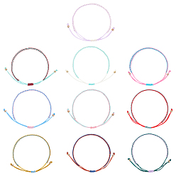 (52) Непрозрачная лаванда 10 шт. 10 цвета двухцветные полиэстеровые шнуры плетеные браслеты для дружбы, разноцветные, внутренний диаметр: 1-7/8~3-1/2 дюйм (4.8~8.8 см), 1 шт / цвет
