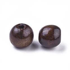 Coconut Brown Dyed Natural Wood Beads, Round, Lead Free, Coconut Brown, 18x17mm, Hole: 4~6mm, about 560pcs/1000g