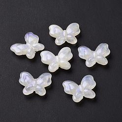 Beige Opaque Acrylic Beads, Glitter Beads, Butterfly, Beige, 17x20x5.5mm, Hole: 1.6mm, about 415pcs/500g