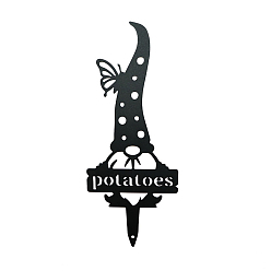 Черный Этикетка для картофеля, Металлический садовый кол гнома/гнома на тему Хэллоуина, грунтовая вставка декор, чёрные, 300x120 мм