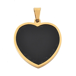 Черный 304 подвески из нержавеющей стали, с эмалью, шарма сердца, ионное покрытие (ip), золотые, чёрные, 36.5x33x2 мм, отверстие : 9x4.5 мм