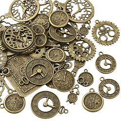 Античная Бронза 1 подвески из сплава в тибетском стиле, часы, античная бронза, 10.5~45x6~49.5x1~5 мм, отверстие : 1.5~3 мм, 45 шт / пакет