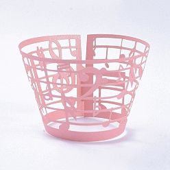 Pink Musical Note Cupcake Wrappers, Laser Cut Liner Artistic Baking Cup Wraps, for Wedding Party Birthday Decoration, Pink, 8.5x21.5x0.03cm