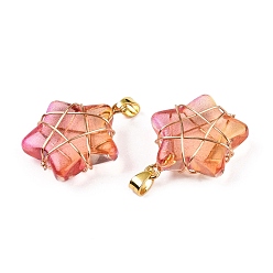 Мокасин Подвески lampwork, подвеска-звезда в виде медной проволоки, золотые, мокасин, 22.5x19.5x8 мм, отверстие : 2.5~4x6 мм