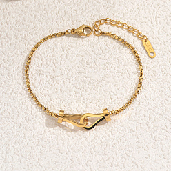 Золотой Стильные браслеты из нержавеющей стали с пряжкой в форме подковы, браслеты-цепочки для женщин, золотые, внутренний диаметр: 6-3/4 дюйм (17 см)