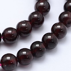 Garnet Natural Garnet Beads Strands, Round, 6mm, Hole: 0.8mm, about 66pcs/strand, 15.75 inch(40cm)