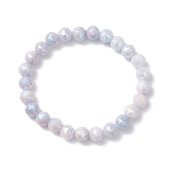 лаванда Браслеты из круглых бусин из гальванического стекла для женщин, два тона, граненые, лаванда, внутренний диаметр: 2 дюйм (5 см)