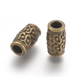 Antique Bronze Tibetan Style Zinc Alloy Beads, Lead Free & Cadmium Free, Tube, Antique Bronze, 12x7mm, Hole: 3.5mm