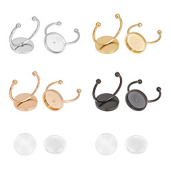 (52) Непрозрачная лаванда Набор для самостоятельного изготовления кольца-манжеты с открытым куполом, в том числе 304 кольцо из нержавеющей стали, Кабошоны из стекла, разноцветные, 32 шт / коробка