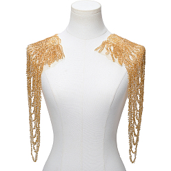 Темно-Золотистый Модные полиэстеровые эполеты с кисточками, съемный плечевой значок, аксессуары для одежды, темные золотарник, 420x170x4 мм