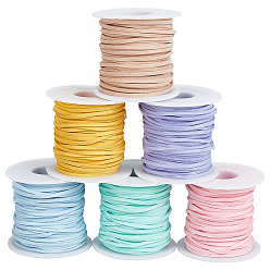 (52) Непрозрачная лаванда 6шт 6 цвета искусственная замша шнур, плоский, разноцветные, 2x1.5 мм, около 24.61 ярдов (22.5 м) / шт, 1 шт / цвет