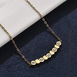 Золотой 304 кулон ожерелья из нержавеющей стали шестигранные, ионное покрытие (ip), золотые, 18.78 дюйм (47.7 см)